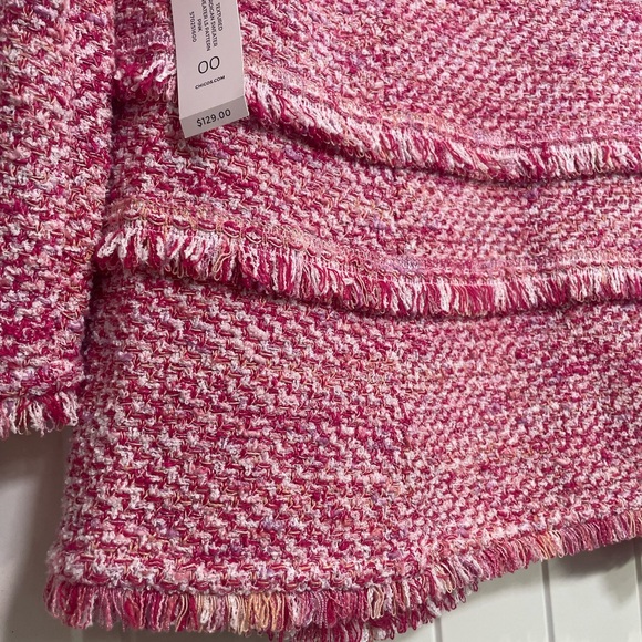 Chico's Pink Tweed Blazer With Fringe - Picture 10 of 12
